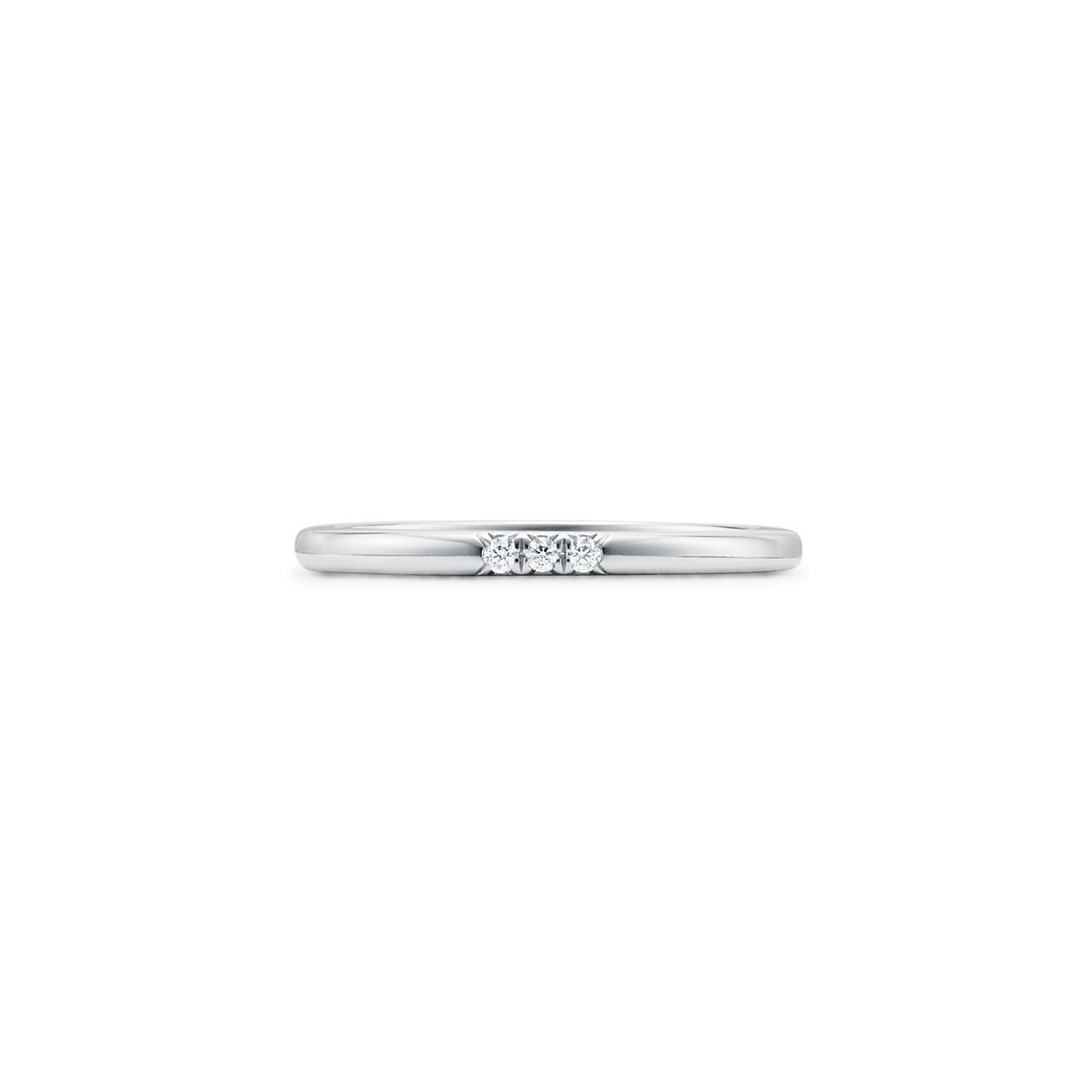 Wedding Band Ring in Platinum with Diamonds, 2 mm Wide