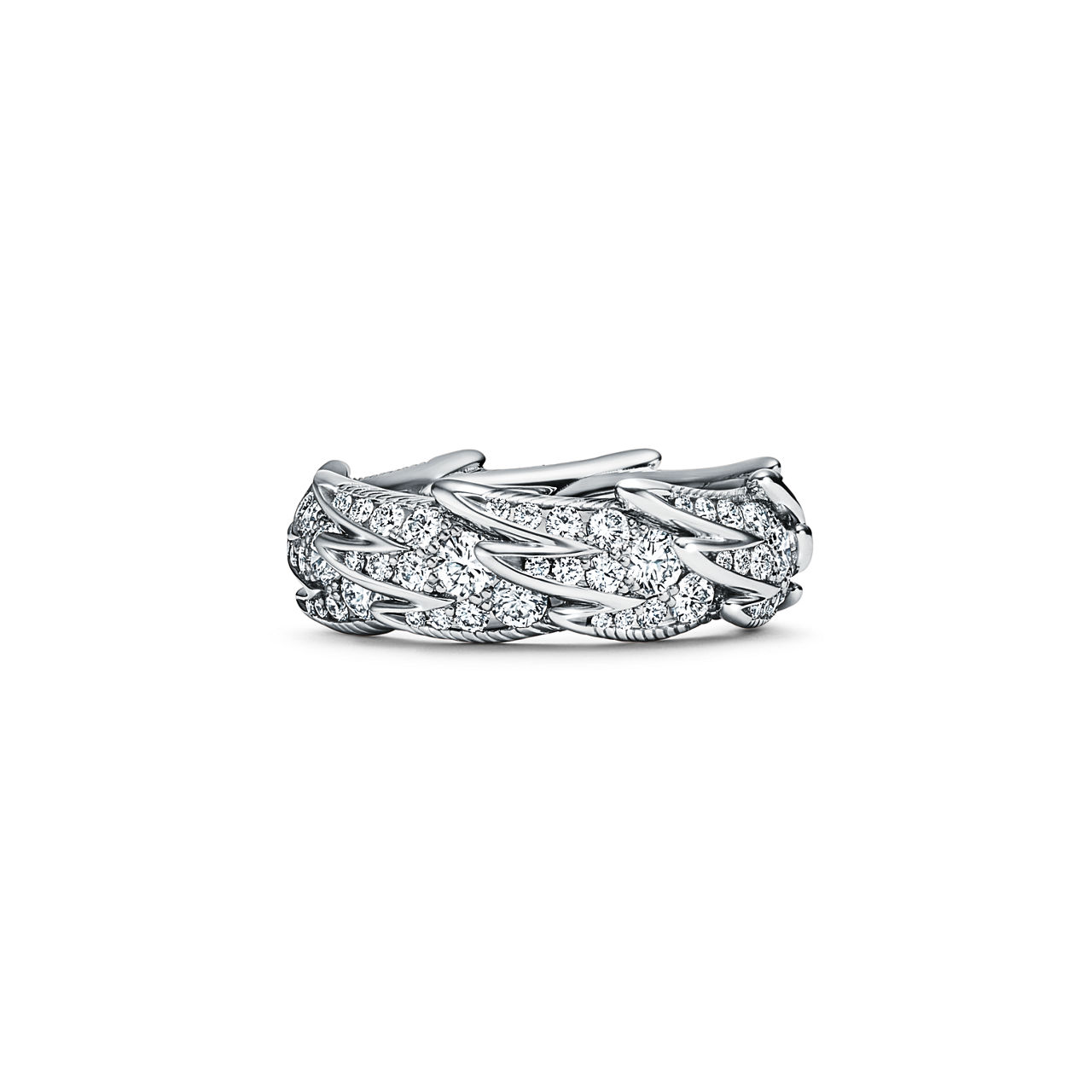 Wings Wide Ring in Platinum with Diamonds
