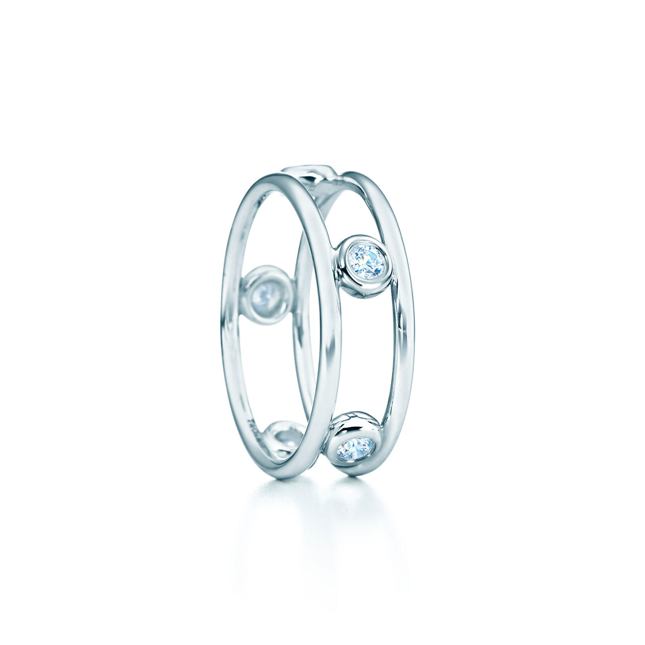 Sterling Silver Band Ring with Five Round Brilliant Diamonds