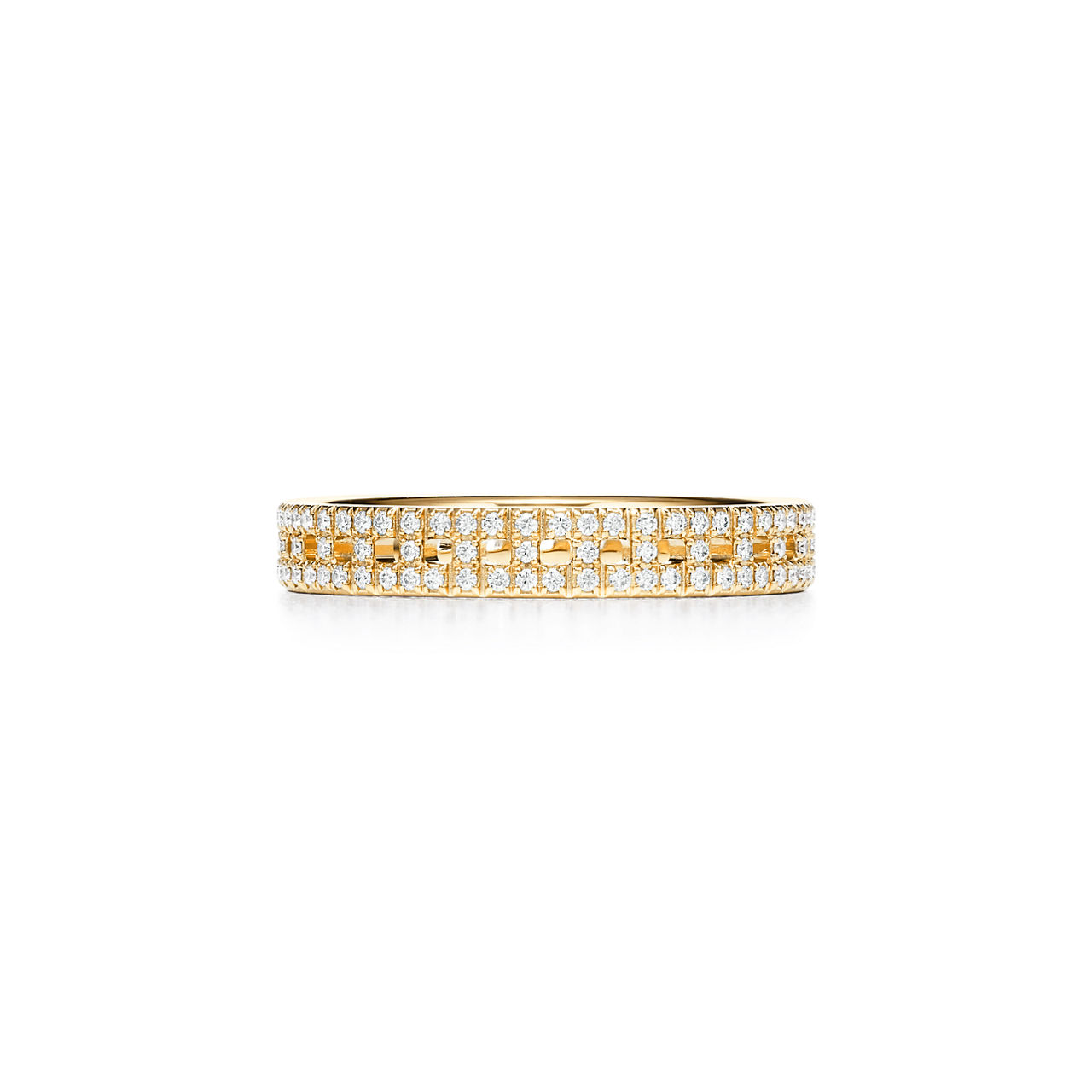 True Narrow Ring in Gold with Pavé Diamonds