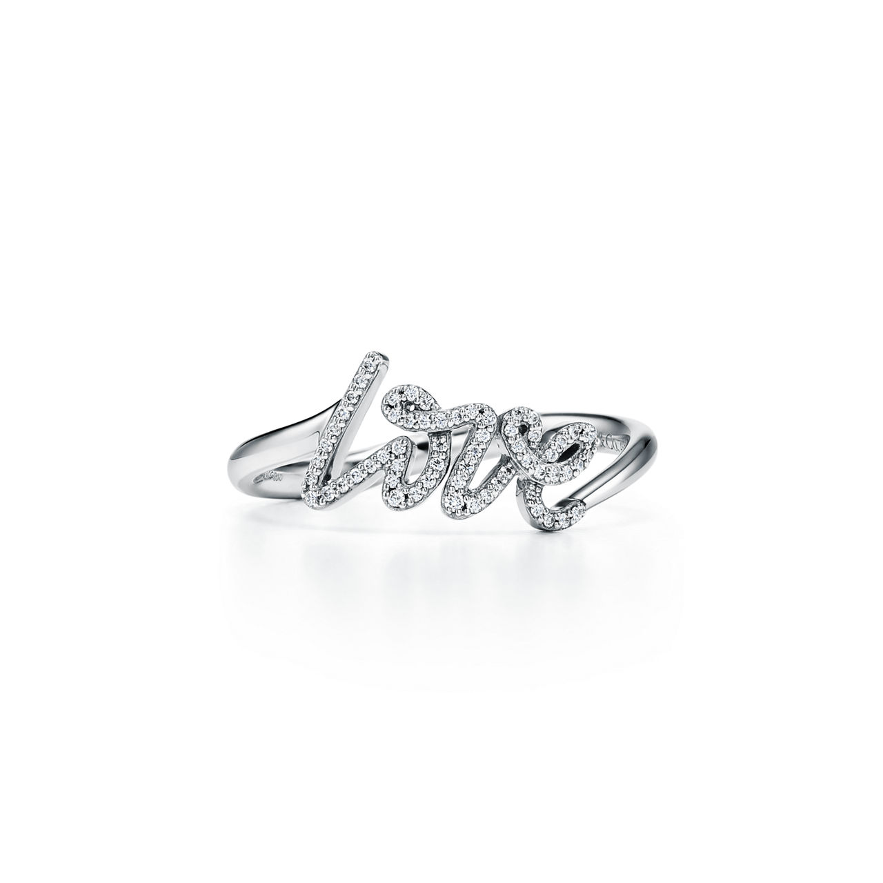 Love Ring in White Gold with Diamonds, Mini