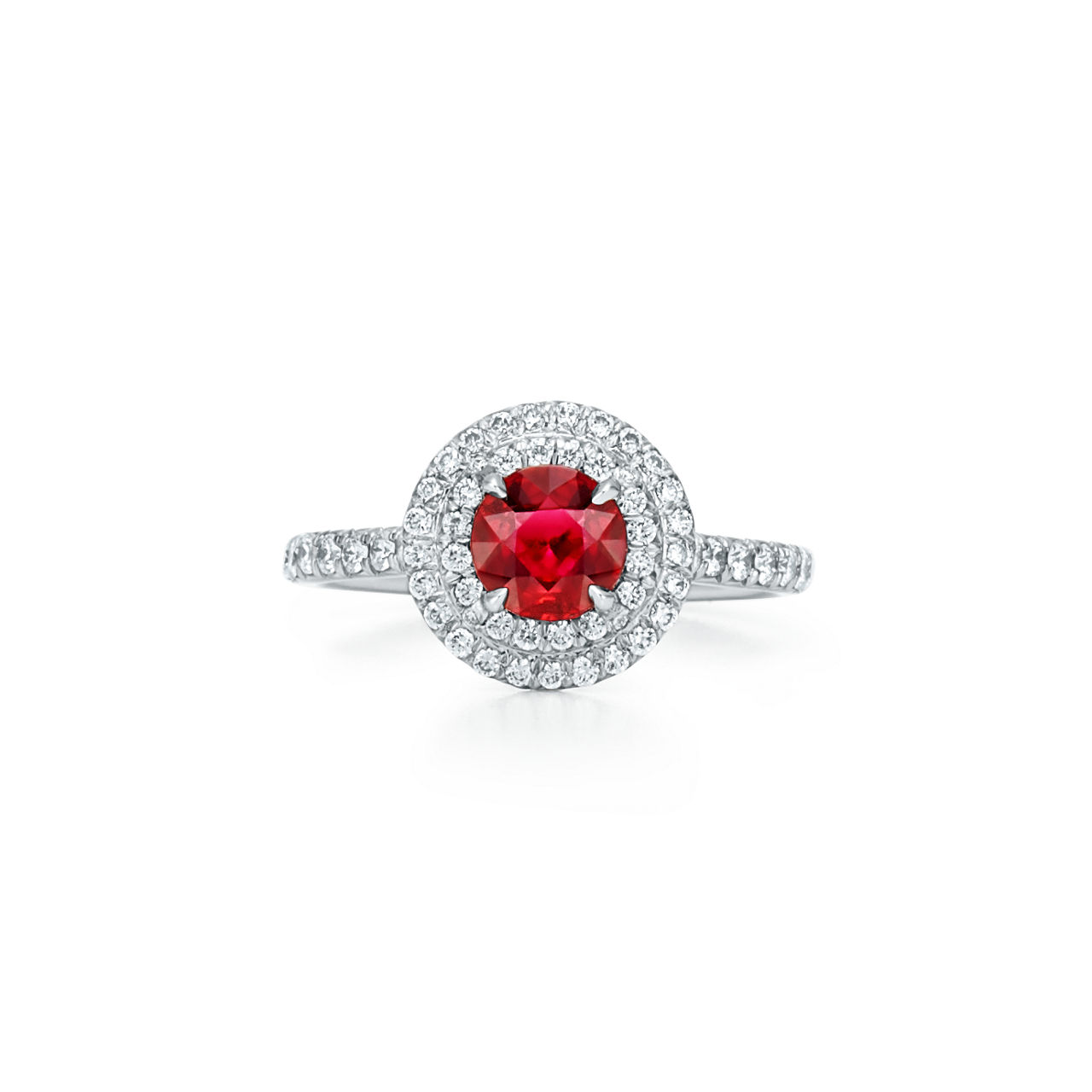 Ring in Platinum with a Ruby and Diamonds